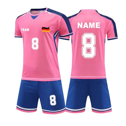 Personalisiertes Football Trikot Set mit Namen Nummer Team und Logo Kinders Erwachsene Football Jersey Fußballtrikots T-Shirt und Shorts Fussball Set B Pink, 2 Jahre Personalisiertes Football Trikot Set mit Namen Nummer Team und Logo Kinders Erwachsene Football Jersey Fußballtrikots T-Shirt und Shorts Fussball Set B Pink, 2 Jahre von Generisch