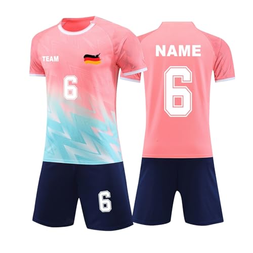 Personalisiertes Football Trikot Set mit Namen Nummer Team und Logo Kinders Erwachsene Football Jersey Fußballtrikots T-Shirt und Shorts Fussball Set D Pink, 2 Jahre Personalisiertes Football Trikot Set mit Namen Nummer Team und Logo Kinders Erwachsene Football Jersey Fußballtrikots T-Shirt und Shorts Fussball Set D Pink, 2 Jahre von Generisch