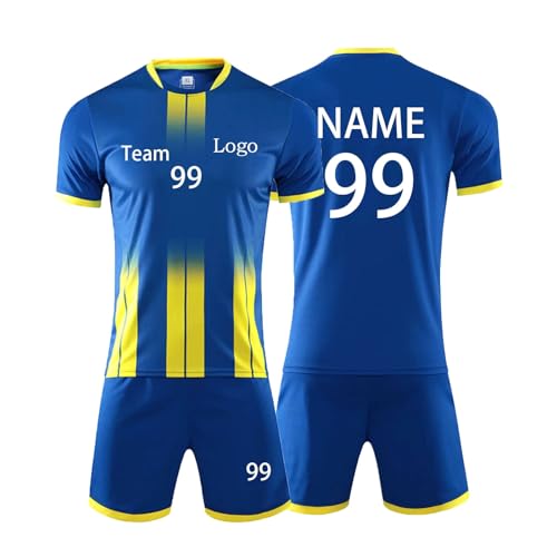 Personalisiertes Fußball Trikots, Benutzerdefiniert Trikots, T-Shirt Shorts 2 Teiliges Set, Jeder Name Nummer Team Logo von Generisch