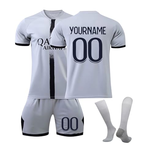 Personalisiertes Fußball Trikots Set 25/24 Hause/Auswärts Fußballtrikot Strips Fussball Trainingsanzug Sportshirt Junge Football Training Tshirts Shorts und Socken Anzug mit DIY Name Nummer 08 von Generisch
