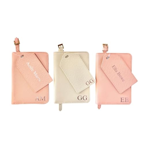 Personalisiertes Reisepassetui & Gepäckanhänger-Set, individueller Gepäckanhänger und Reisepasshülle, Strumpffüller, Geschenk für sie, Geschenk für ihn, Monogramm Weihnachtsgeschenk, rose, Standard, von Generisch