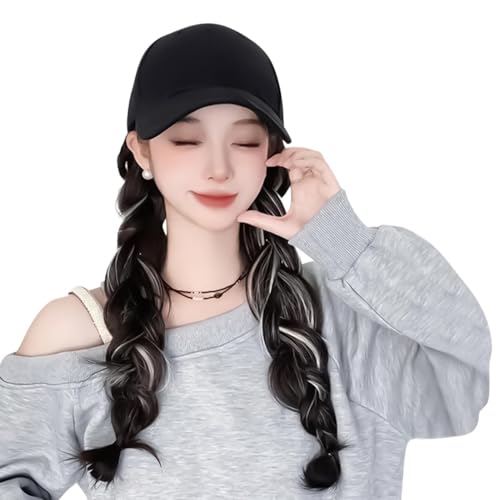 Perücke mit Hut - 50 cm Perücke für Frauen | Verstellbarer Atmungsaktiv Hut für Sommer Tägliches Tragen Cosplay Styling Party Halloween Mädchen von Generisch