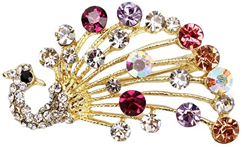 Pfauen-Brosche mit Strasssteinen, elegant, Tier, Pfau, Hochzeit, Brautschmuck, Anstecknadel, Kleid, Schal, Clip, cleveres Design von Generisch