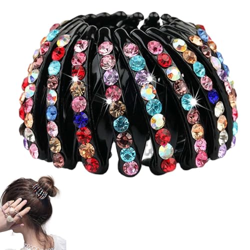 Pferdeschwanz Halter Strass Vogelnest,Erweiterbare Haarklammern für Pferdeschwanzhalter - Haarschmuck Strass Brötchen Wrap Vogelnest Haare Clip Haar Schwanz Halter für Frauen Mädchen von Generisch