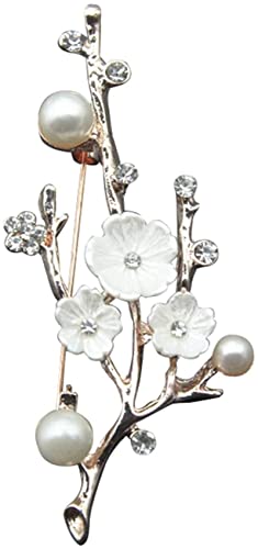 Pflaumenblüten-Broschen, Damen-Broschen, Schmuck für Jacke, Schal, Clips für Damenbekleidung, goldfarben von Generisch
