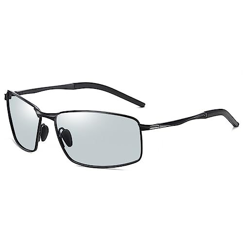 Photochrome polarisierte Sonnenbrille für Herren, UV400, rechteckig, Schwarz-Photochrom, Einheitsgröße von Generisch