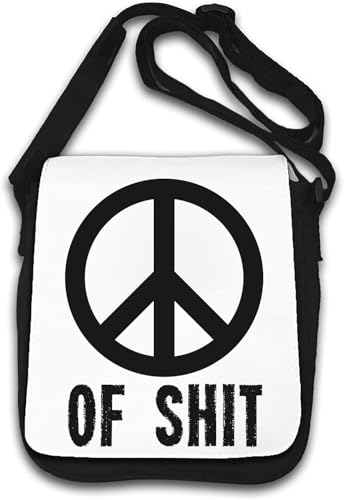 Piece of Sh*t Funny Hippie Peace Sign Umhängetasche weiß von Generisch