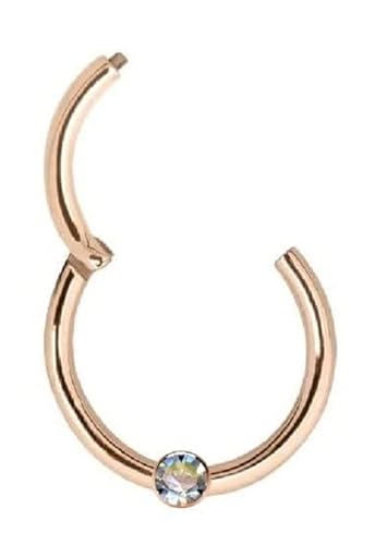 Piercing Clicker | Echte Goldringe | 585 + 750 Gelbgold Roségold Weissgold | Wahlweise mit einem echten Diamanten | Nase Ohr Intim | 41002-10 | (10 mm, 585 Roségold Diamant) von Generisch