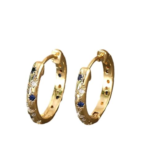 Piercing Ohrstecker Hoop Earrings Heart Hoop Earings For Women U Shaped Hoop Earrings Colorful Cubic Zirconia Large Big Hoops Various Hoop Earrings Ohrringe Kirschen (Yellow, One Size) von Generisch