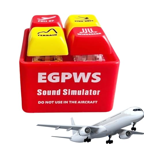 Piloten Und Crew Alarm Schlüsselanhänger, EGPWS Warngeräuschsimulator Mit Warnton-Simulator, Flugzeug-Notfall-Schlüsselanhänger, LED-Sicherheitsknopf Fürs Cockpit, Leuchtende Notfall-Schlüsselanhänger von Generisch