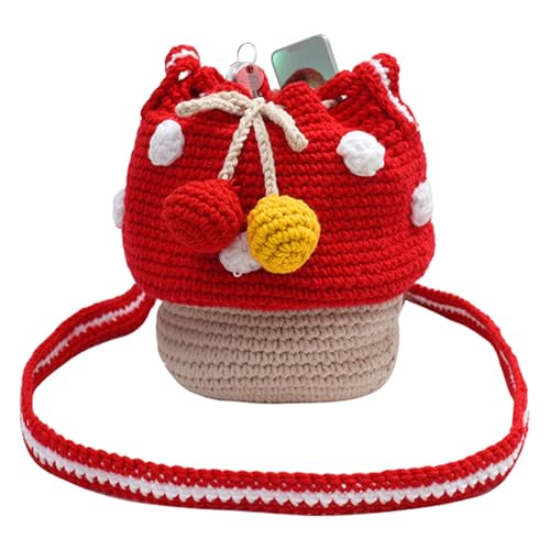 Pilztasche für Frauen - Mode Umhängetasche - Gestrickte Münzgeldbörse gehäkelte Geldbörse Gestrickte Umhängetasche Handgewebt für Kopfhörer Ohrhörer Stilvolles Accessoire, rot, Refer to description Pilztasche für Frauen - Mode Umhängetasche - Gestrickte Münzgeldbörse gehäkelte Geldbörse Gestrickte Umhängetasche Handgewebt für Kopfhörer Ohrhörer Stilvolles Accessoire, rot, Refer to description von Generisch