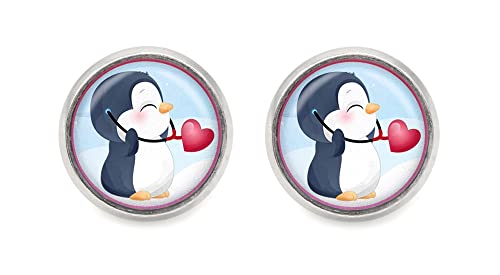 Pinguin Motiv Cabochon Ohrstecker silberfarben Tier Ohrringe von Generisch