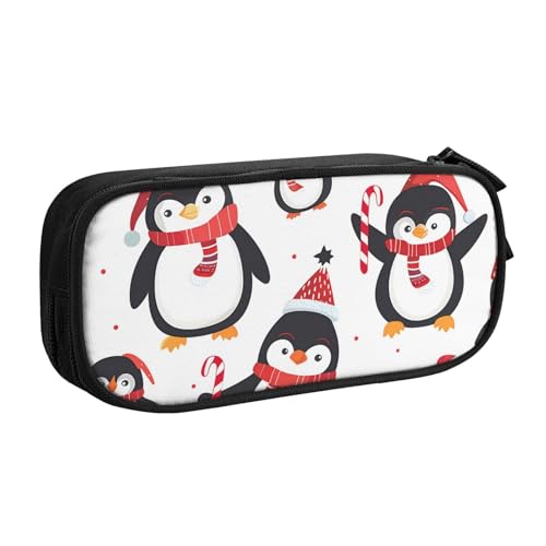 Pinguin-Winter-Federmäppchen für Jungen und Mädchen, Weihnachten, Weihnachtsmann, große Stifttasche, Schreibtisch, Schreibwaren, Organizer, Federmäppchen für Schule, Büro, Make-up-Tasche mit von Generisch