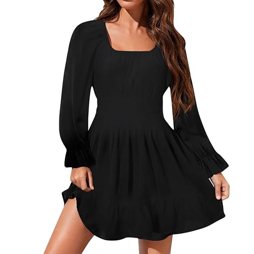 Piratenkostüm Damen,Sommerkleid Kleid Damen Elegant Off Shoulder Slash Neck Skaterkleid Einfarbige A-Linien-Kleid Trägerloses Strandkleid Partykleid Karneval Kostüm Piratin Festliche Kleider für Damen von Generisch