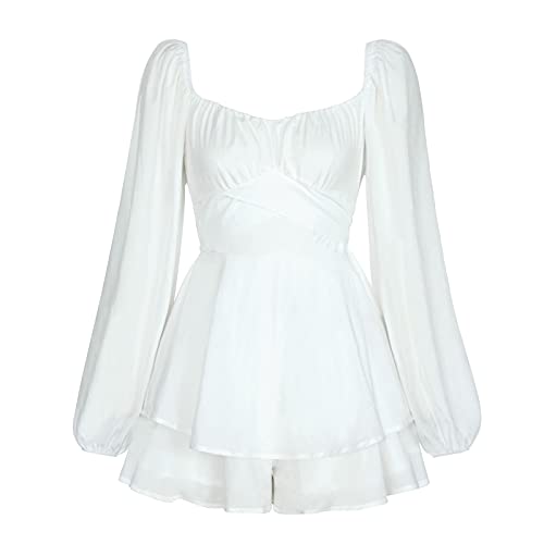 Piratenkostüm Damen Piratenkleid Damen Sommerkleid Rüschenkleid Karnevalspiratenkleid Hosenrock Puffärmeln Weisses Skaterkleid Schulterfreies Kleider Kurz A Linien Tunika Swing Piraten Kostüm Frauen von Generisch