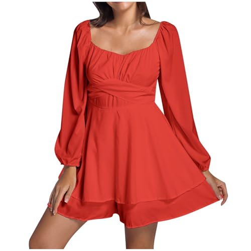 Piratenkost m Damen Sommerkleid Swing Kleid Off Shoulder Slash Neck Skaterkleid Einfarbiges A-Linien-Kleid Tr gerloses Knielanges Patchwork-Kleider Strandkleid Party Karneval Kost von Generisch