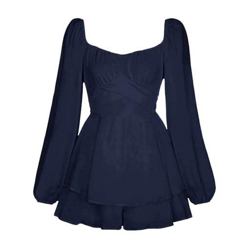 Piratenkostüm Damen Sommerkleid Freizeitkleid Swing Kleid Off Shoulder Slash Neck Skaterkleid Einfarbiges A-Linien-Trägerloses, Knielanges Patchwork Strandkleid Party Karneval Kostüm von Generisch