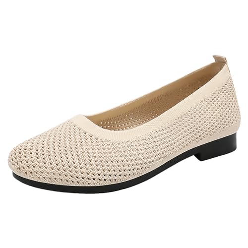 Plateau-Keile für Damen, Sommer, weiche Sohle, gewebt, flach, atmungsaktiv, Freizeitschuhe, Damen, Größe 42, beige, 38 EU von Generisch