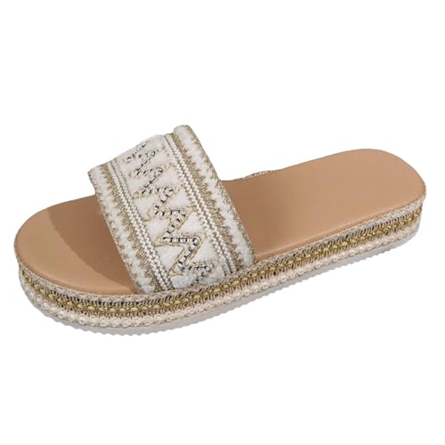 Plateau Pantoletten Damen Sommer Freizeit Slipper Pantoffeln Elegant Badelatschen Leichte Hausschuhe Original Wolkenschuhe Strand Slides Cozy Badeschlappen Schlappen Modische Flip Flops Sandalen von Generisch