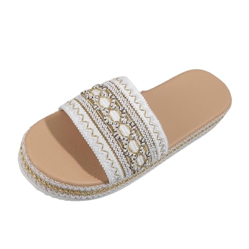 Plateau Pantoletten Damen Sommer Strand Slides Cozy Badeschlappen Freizeit Slipper Elegant Badelatschen Leichte Hausschuhe Pantoffeln Original Wolkenschuhe Schlappen Modische Flip Flops Sandalen von Generisch