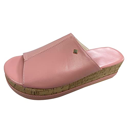 Plateau-Sandalen, modisch, Sommer, einfarbig, Keilsandalen, farbige Schuhe, römische Damen-Sandalen mit hoher Fußgewölbeunterstützung für Damen, rose, 39.5 EU von Generisch