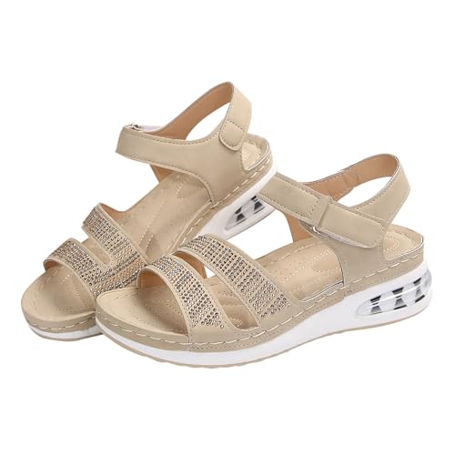 Plateau Sandalen Damen Sommer, Keilabsatz Orthopädische Sport Sandaletten, Wedges Peep Toe Sandalen, Bequeme Freizeitschuhe Elegant Kniehohe Trekkingsandalen Offene Zehen Platform Schnürschuhe von Generisch