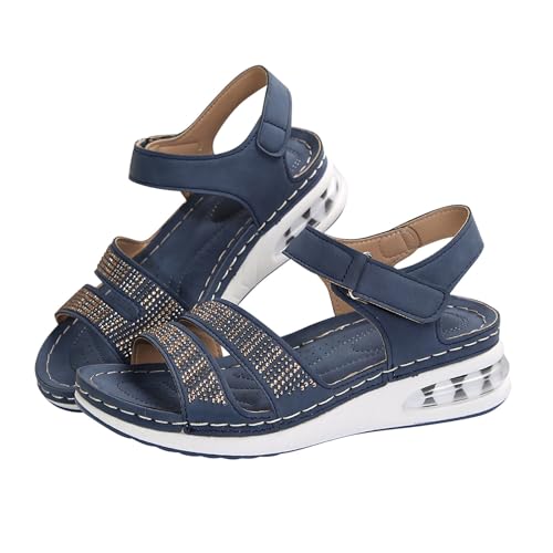 Plateau Sandalen Damen Sommer, Keilabsatz Orthopädische Sport Sandaletten, Wedges Peep Toe Sandalen, Bequeme Freizeitschuhe Elegant Kniehohe Trekkingsandalen Offene Zehen Platform Schnürschuhe von Generisch