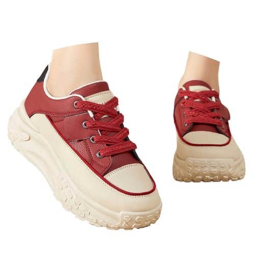 Plateau Sneaker Damen Modisch Schnürung Freizeitschuhe Retro Laufschuhe High Top Sportschuhe Höher Canvas Walkingschuhe Leinwand Laufschuhe Turnschuhe für den Alltag von Generisch