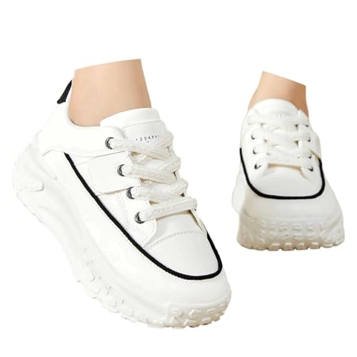 Plateau Sneaker Damen Modisch Schnürung Freizeitschuhe Retro Laufschuhe High Top Sportschuhe Höher Canvas Walkingschuhe Leinwand Laufschuhe Turnschuhe für den Alltag von Generisch