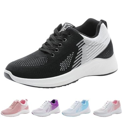 Plateau Sneaker Damen Schwarz Weiß Walkingschuhe Damen Mit Dämpfung Trainingsschuhe Breite Füße Fitnessschuhe rutschfest Joggingschuhe Mit Profil Hallenschuhe Leicht Sportschuhe Bequem Turnschuhe von Generisch