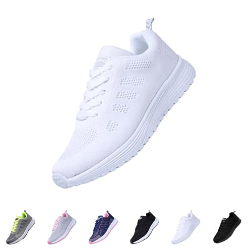 Plateau Sneaker Damen Weiß Sportschuhe Frauen Sportschuhe Flache rutschfeste wasserdichte Schnürung Einfache Textur Design Casual Offene Schuhe Damen 42 Sneaker & Für von Generisch