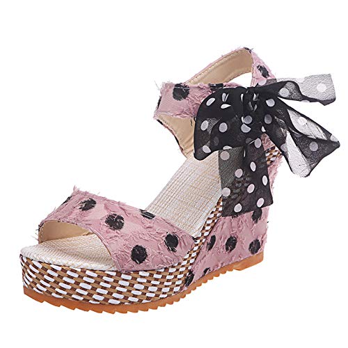 Plateausandalen Schwarze Damen,Frauen Keilsandaletten Abendschuhe Elegante Schnürschuhe Open Toe Atmungsaktiv Brautschuhe Modische Hochzeitsschuhe Bequeme Sommerschuhe Coole Arbeitsschuhe Leichte von Generisch
