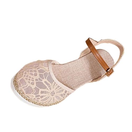 Plattform Keilsandalen Damen Round Toe Atmungsaktive Sandalen Geschlossene Keilabsatz Sandaletten Leicht Sommerschuhe Plateau Trekkingschuhe Elegant Freizeitschuhe Bequem Weiche Sohle Strandschuhe von Generisch