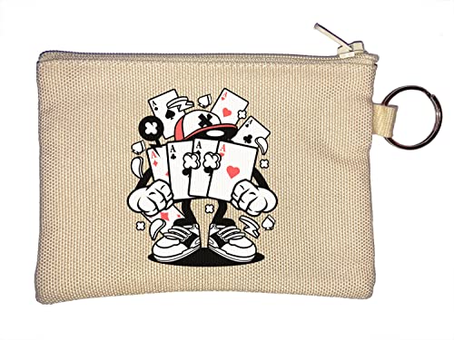 Playing Cards Poker Graphic Four of A Kind Ace Schlüsselanhänger Münzbörse Beige von Generisch