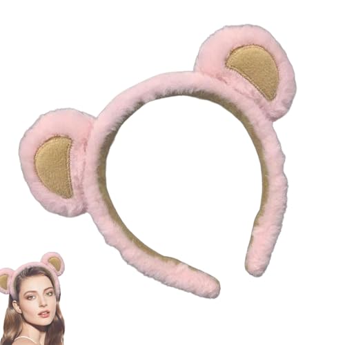 Plüsch-Bär- -Stirnband, flauschige Hautpflege, Make-up-Kopfbedeckung, niedliche, weiche Kopfbedeckung, modischer Haarreifen für Make-up, Gesichtswäsche, Beauty-Accessoires von Generisch