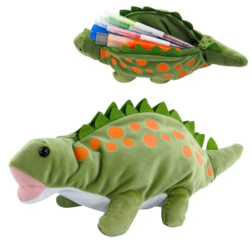 Plüsch-Dinosaurier-Federmäppchen, weiches 3D-Federmäppchen für Kinder, Schule und Reisen, Schreibwaren-Organizer, grün, Federmäppchen von Generisch