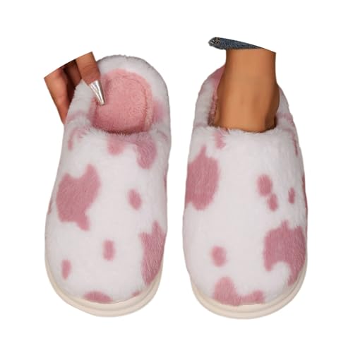 Plüsch Hausschuhe Damen Winter Niedliche Baumwollruhrschuhe Warm Warmes Slippers Frauen Hauspantoffeln Slip On Flache Winterschuhe Runde Zehe Hause Filzpantoffeln für Winter von Generisch