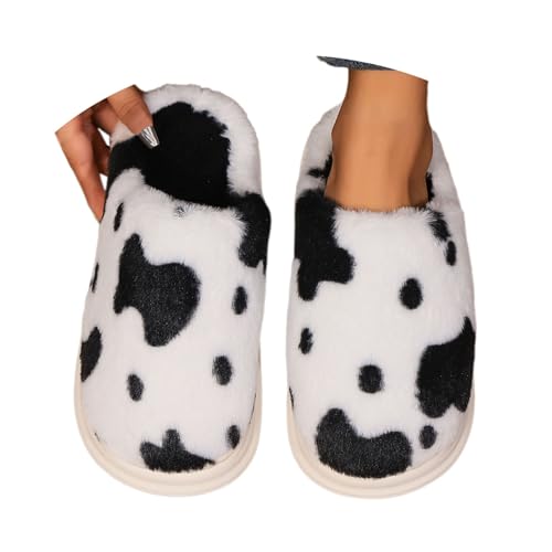 Plüsch Hausschuhe Damen Winter Niedliche Baumwollruhrschuhe Warm Warmes Slippers Frauen Hauspantoffeln Slip On Flache Winterschuhe Runde Zehe Hause Filzpantoffeln für Winter von Generisch