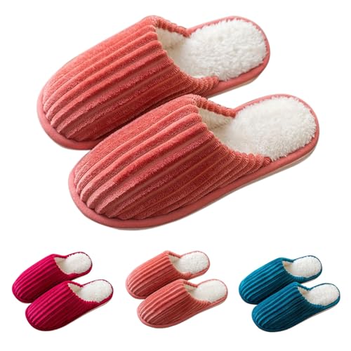 Plüsch Pantoffeln Damen Pink Filzpantoffeln Damen Mit Filzsohle Hausschlappen Warm Feste Winterhausschuhe Gefüttert Baumwollschuhe Thermo Filzhausschuhe Rutschfest Pantoffeln Leicht Kuschelhausschuhe von Generisch