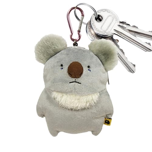 Plüsch-Tier-Geldbörse - Kleines Portemonnaie für Münzen und Karten | Süßes Koala-Plüschtier mit Reißverschluss | Kompakte Aufbewahrungstasche, Ideal als Schlüsselanhänger oder Geschenk für Mädchen von Generisch
