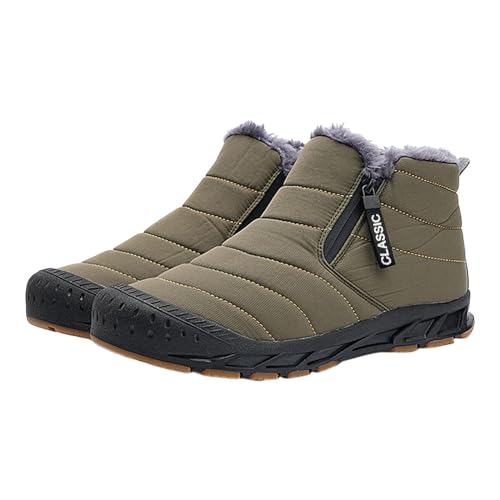 Plüsch Warme Baumwollschuhe Tragen und Anti-Stiefel Fünf-Finger-Baumwollschuhe Outdoor-Sportschuhe Herren und Damen Wanderschuhe Sneaker Stiefel für Herren Leder, grün, 3.5 UK 3X-Narrow von Generisch