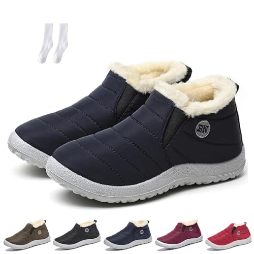Podojoy Winterstiefel, Winter Wasserdichte Rutschfeste Fellgefütterte Warme Knöchel Schneestiefel für Damen und Herren (Blau, Erwachsene, Damen, 41, Numerisch, EU Schuhgrößensystem, M) von Generisch