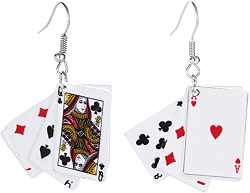 Poker Ohrringe, Metalllegierung Spielkarten simulieren coole lustige Ohrringe für Frauen Geschick in Mode von Generisch