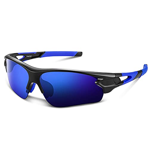 Polarisierte Sport-Sonnenbrille – UV-Schutz 400 für Männer, Frauen und Jugendliche – ideal für Baseball, Radfahren, Angeln, Laufen und Golf – TAC-Gläser, matt blau von Generisch
