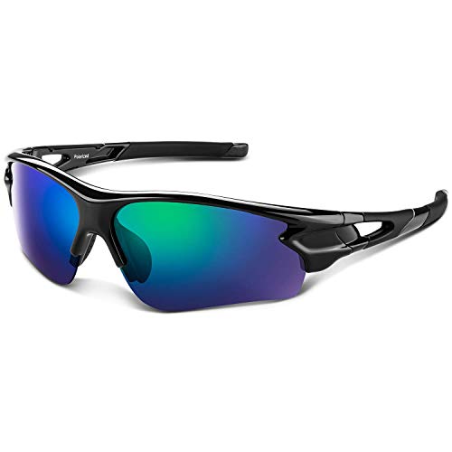 Polarisierte Sport-Sonnenbrille – UV-Schutz 400 für Männer, Frauen und Jugendliche – ideal für Baseball, Radfahren, Angeln, Laufen und Golf – TAC-Gläser, schwarz / grün von Generisch