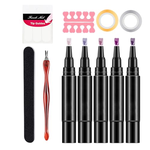 Polishey Nagellackstifte UK, 5-Farben-Gel-Nagellackstift-Set, schnell trocknendes und langlebiges Nagellackstift-Set mit Nagelkunstwerkzeugen für Frauen und Mädchen Polishey Nagellackstifte UK, 5-Farben-Gel-Nagellackstift-Set, schnell trocknendes und langlebiges Nagellackstift-Set mit Nagelkunstwerkzeugen für Frauen und Mädchen von Generisch