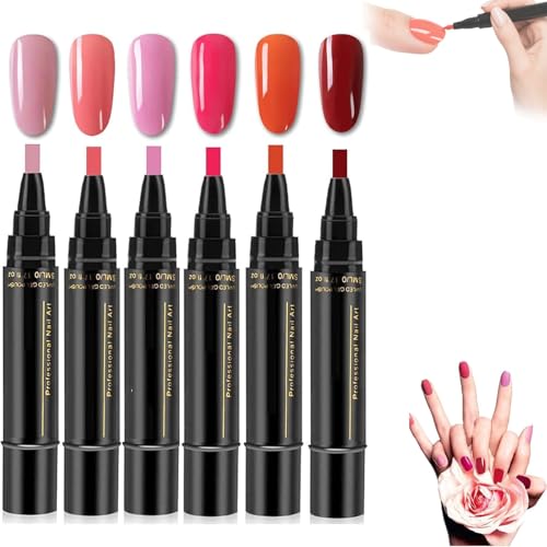 Polishey Nail Polish Pens Uk, 6PCS Nail Varnish Pens, 3 in 1 Gel Nail Polish Pen Set, Quick Dry Nail Varnish Markers DIY Nail Art Kit for Beginners (C) von Generisch