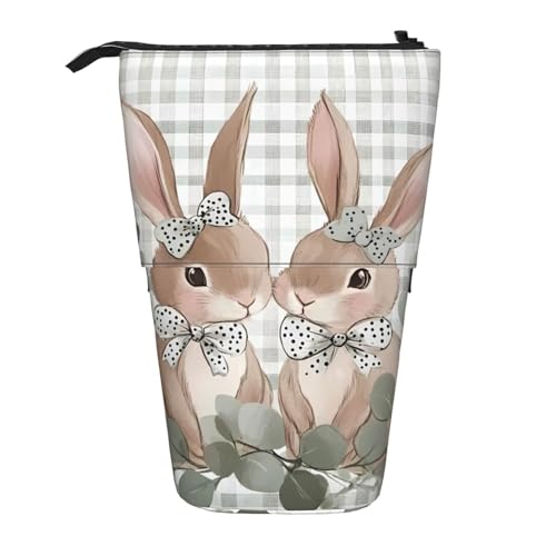 Polka Bunny Stehendes Federmäppchen, niedliches Kaninchen, Stifteetui, Teleskop-Bleistifttasche, Pop-Up-Kosmetiktasche, Schreibwaren-Organizer für Schule, Büro, Reisen von Generisch