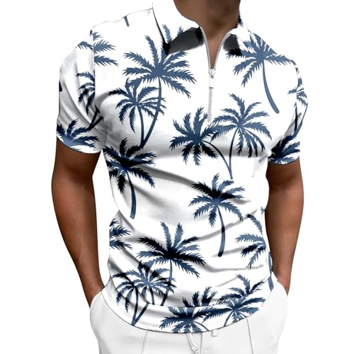 Poloshirt Herren, Kurzarm Poloshirt Lässiges Blumen Sommerhemd Hemd Kurzarm Schnelltrocknend Casual Sport Shirt Golfhemd Tropische Oberteile Hemd Golf Poloshirt Tropisch Hemden Lässig Knopf von Generisch