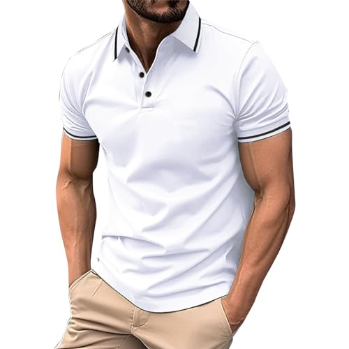 Poloshirt Herren Kurzarm Atmungsaktives Shirt Golf Polo Tshirt Sommer Schnelltrocknend Männer Poloshirts Sport Basic Slim Fit Polohemd,Weiß,XXL Poloshirt Herren Kurzarm Atmungsaktives Shirt Golf Polo Tshirt Sommer Schnelltrocknend Männer Poloshirts Sport Basic Slim Fit Polohemd,Weiß,XXL von Generisch
